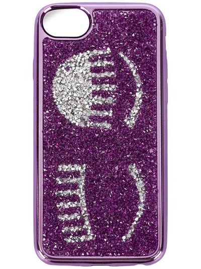 Shop Chiara Ferragni Flirting Glitter Iphone 7 Case In Purple