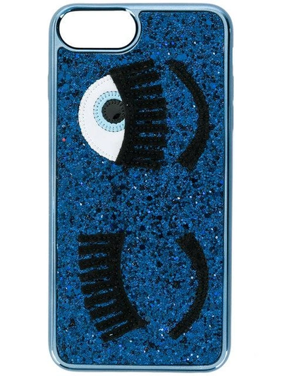 Shop Chiara Ferragni Flirting Glitter Iphone 7 Plus Case - Blue