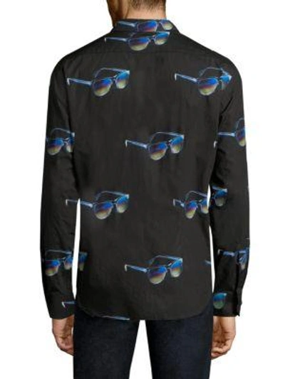 Shop Paul Smith Sunglasses Print Cotton Shirt In Black