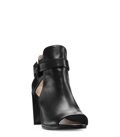 Shop Stuart Weitzman The Openface Bootie In Black Nappa Leather