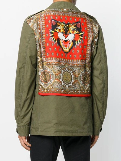 Shop Gucci Angry Cat Jacket In Green