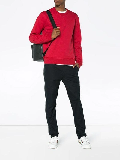 Shop Valentino Rockstud Crewneck Sweater In Red