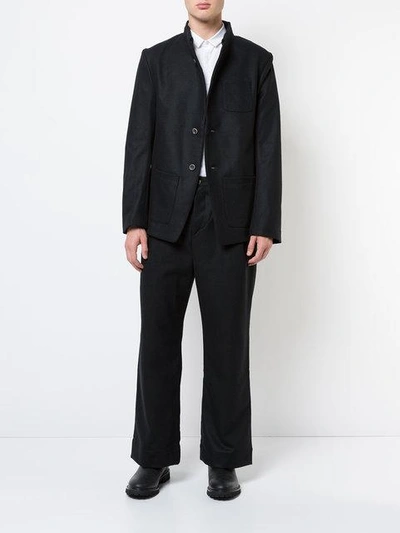 Shop Individual Sentiments Stretch Flannel Blazer In Black