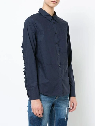 Shop Derek Lam 10 Crosby Long Sleeve Button-down Shirt With Ruffle Detail - Blue