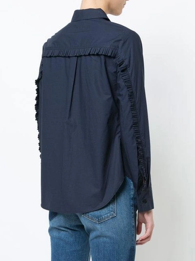 Long Sleeve Button-Down Shirt With Ruffle Detail