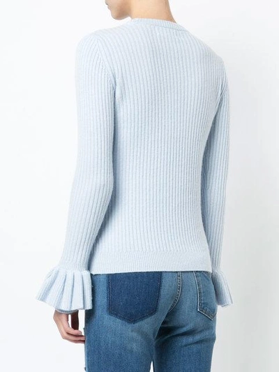 Shop Derek Lam 10 Crosby Crewneck Sweater With Ruffle Sleeves - Blue