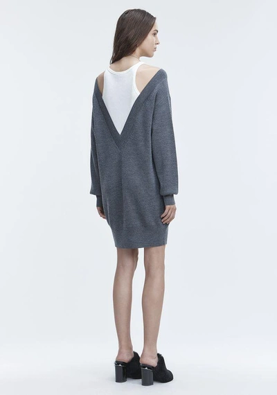 Shop Alexander Wang Bi-layer Knit Dress In Gray