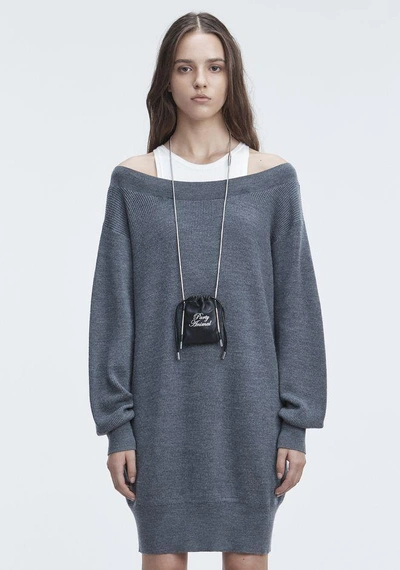 Shop Alexander Wang Bi-layer Knit Dress In Gray