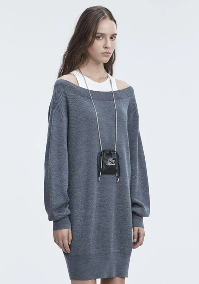 Shop Alexander Wang Bi-layer Knit Dress In Gray
