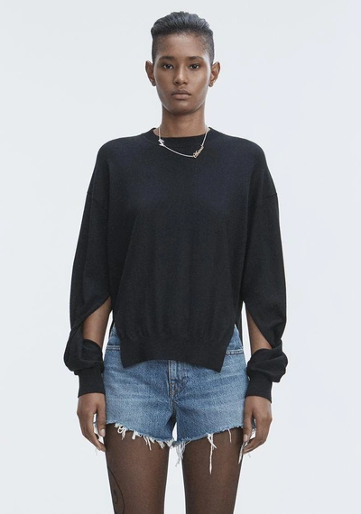 Shop Alexander Wang Twisted Sleeve Sweater In Black
