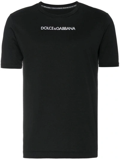 Shop Dolce & Gabbana Round Neck Logo T Shirt - Black