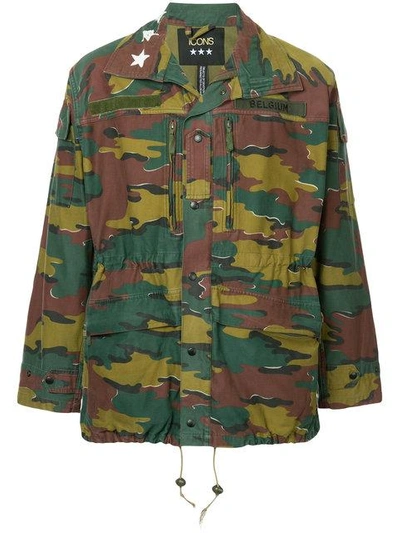 Shop Icons Camouflage Military Jacket In Multicolour
