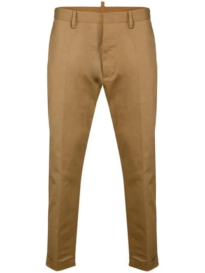 Shop Dsquared2 Cropped Tailored Trousers In Brown