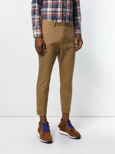 Shop Dsquared2 Cropped Tailored Trousers In Brown