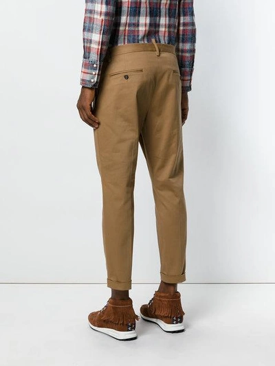 Shop Dsquared2 Cropped Tailored Trousers In Brown