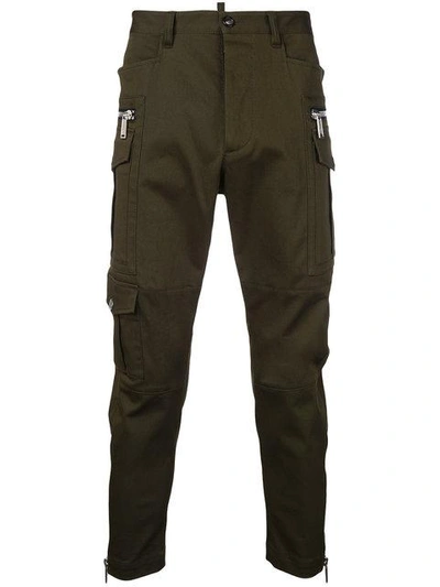 Shop Dsquared2 Zip-detail Fitted Trousers - Green