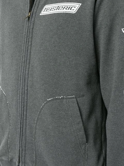 Shop Hysteric Glamour Full Zip Sweatshirt With Print - Grey