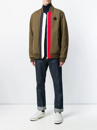 Shop Moncler Tacna Giubbotto Bomber Jacket In Green