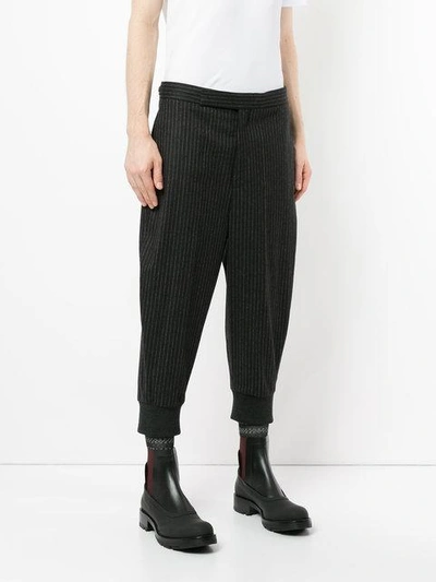 Shop Neil Barrett Pinstriped Cropped Trousers - Grey