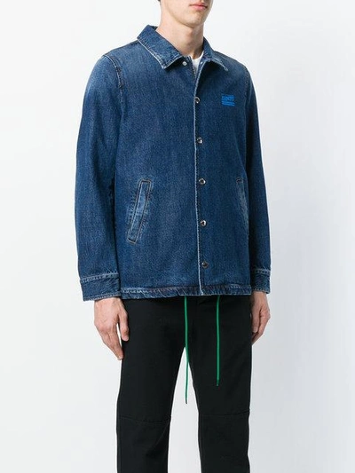 Shop Kenzo Striped Back Denim Jacket - Blue