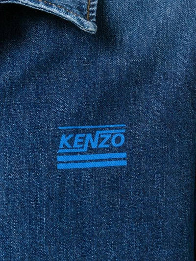 Shop Kenzo Striped Back Denim Jacket - Blue