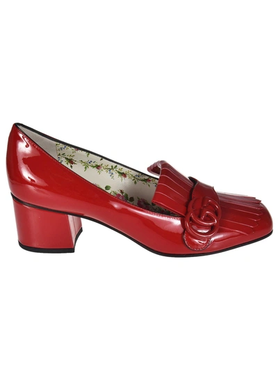 Shop Gucci Marmont Mid-heel Pumps In Rosso