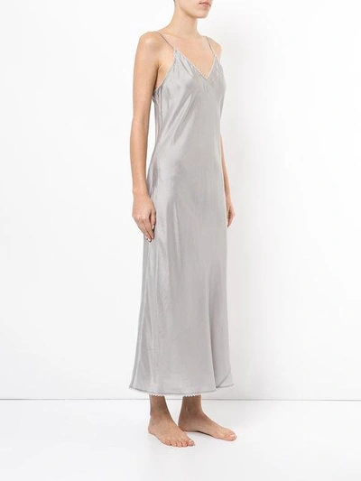 Shop Lee Mathews V-neck Slip Dress With Lace In Silver