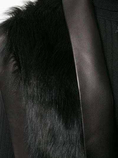 Shop Balmain Fox-fur Trimmed Waistcoat In Black