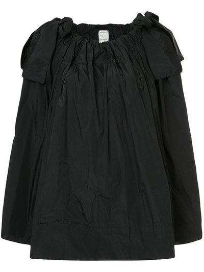 Shop Maison Rabih Kayrouz Paper Bag Flared Blouse With Bow Details In Black