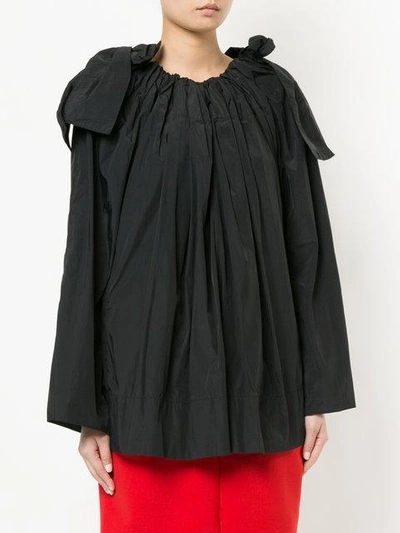 Shop Maison Rabih Kayrouz Paper Bag Flared Blouse With Bow Details In Black