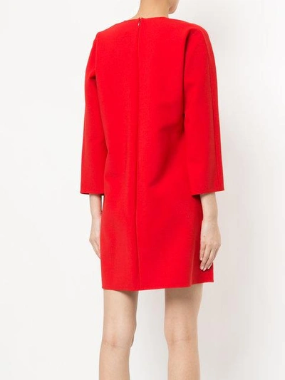 Shop Maison Rabih Kayrouz V Cut Mini Dress With Oversized Pockets - Red