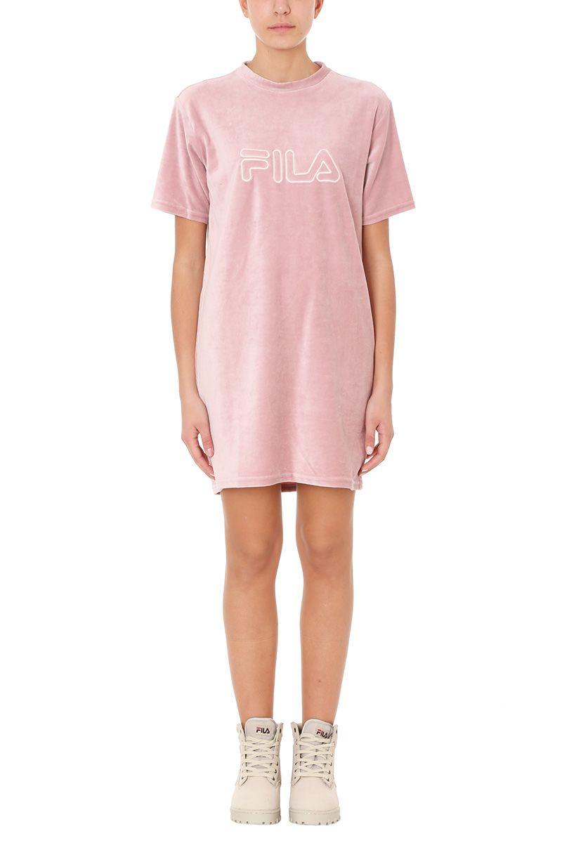 Fila Pink Logo Velvet Dress In Rose-pink | ModeSens