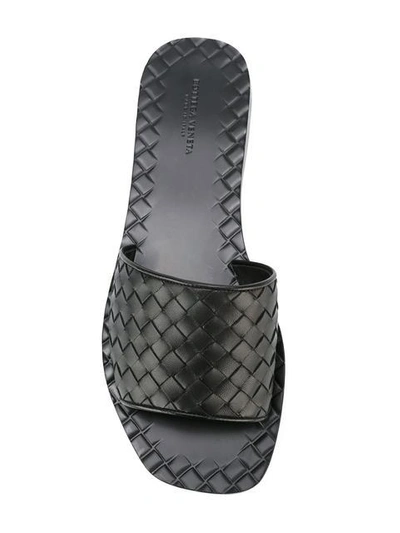 Shop Bottega Veneta Intrecciato Flat Sandals In Black