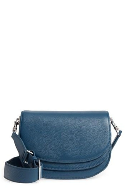 Shop Steven Alan Landon Leather Crossbody Saddle Bag - Blue In Navy