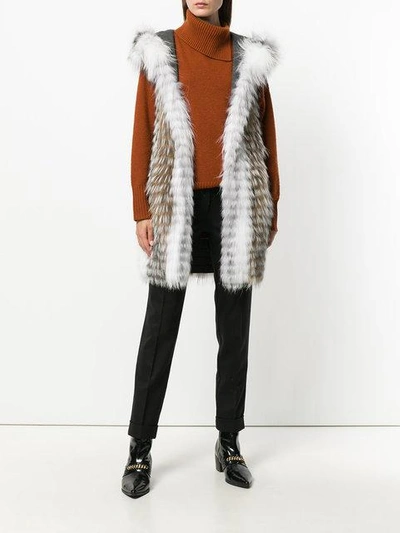 Shop Yves Salomon Fox Fur Renard Vest In Multicolour
