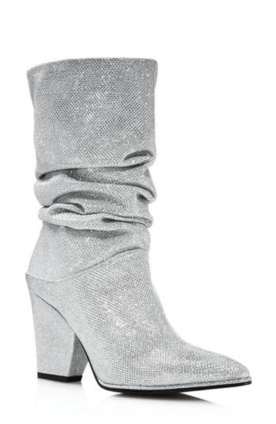 Shop Stuart Weitzman Crush Slouchy Bootie In Silver