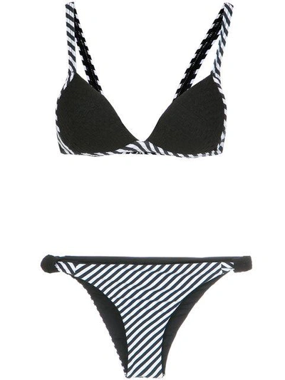 Shop Amir Slama Striped Bikini Set In Black