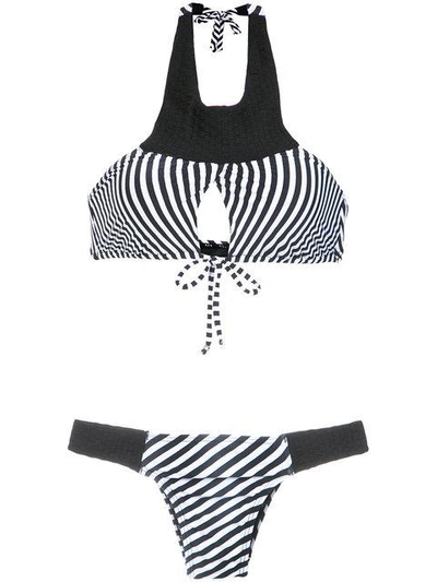 Shop Amir Slama Striped Bikini Set In Black