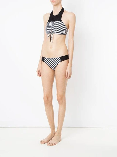 Shop Amir Slama Striped Bikini Set In Black