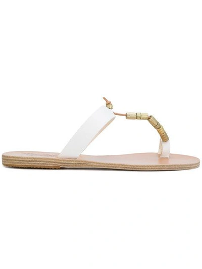 Ancient Greek Sandals Iris Column Beads Sandals In White