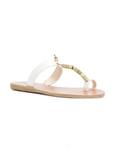 Ancient Greek Sandals Iris Column Beads Sandals In White