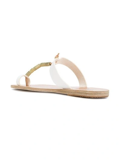 Ancient Greek Sandals Iris Column Beads Sandals In White