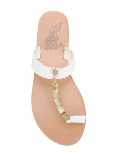 Ancient Greek Sandals Iris Column Beads Sandals In White