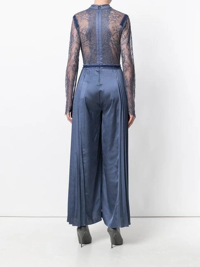 Shop Three Floor Retrospect Pleat And Lace Jumpsuit In Blue