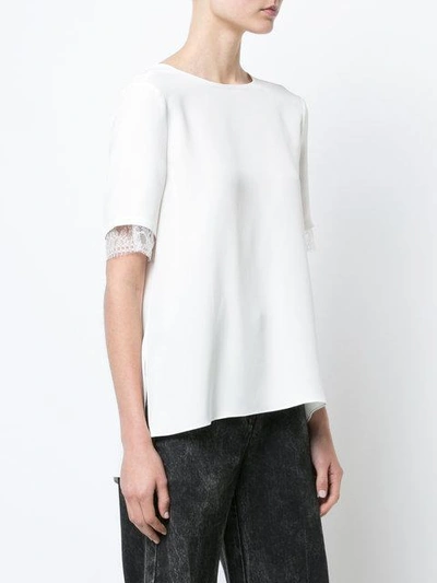 Shop Adam Lippes Lace Trim T-shirt - White
