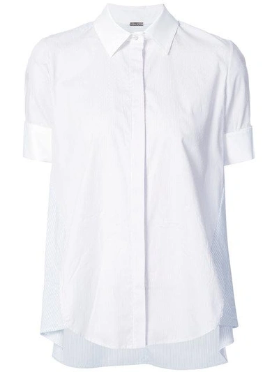 Shop Adam Lippes Striped Short-sleeve Trapeze Shirt - Blue