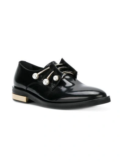 Shop Coliac Pearl Detail Loafers In Black