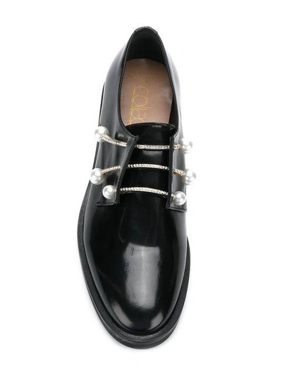 Shop Coliac Pearl Detail Loafers In Black