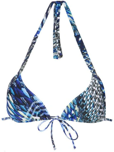 Shop Lygia & Nanny Kuta Printed Bikini Top In Blue