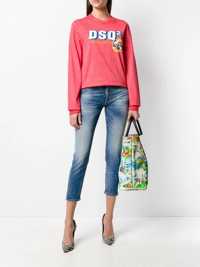 Shop Dsquared2 Cropped Twiggy Jeans In Blue